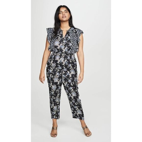 Rebecca Taylor Paisley Printed Jumpsuit in Black 12 Womens Floral Dressy Outfit - Picture 12 of 16